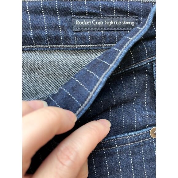 Citizens of Humanity COH Blue Pinstripe Rocket Crop High Rise Skinny Jeans - Picture 12 of 16